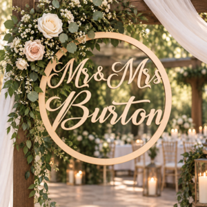 wooden wedding sign Mr & Mrs