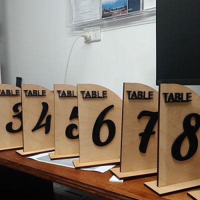 TABLE NUMBERS set 1 to 15 Plywood with black acrylic numbers - Image 3