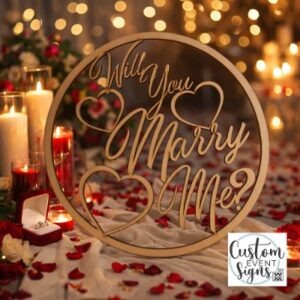 Will you marry me wooden sign round