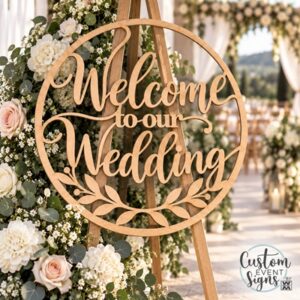 MDF Wedding Welcome Sign – Round Wedding Sign